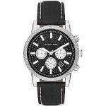 Relojes negros de acero inoxidable de pulsera impermeables Cuarzo Cronógrafo Michael Kors para hombre 