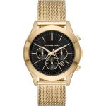 Relojes dorados de acero inoxidable de pulsera rebajados redondos Cronógrafo Michael Kors Runway para hombre 