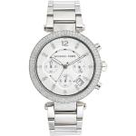 Relojes blancos de acero inoxidable de pulsera rebajados impermeables Cronógrafo con correa de acero Michael Kors MK5353 para mujer 