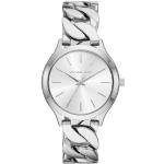 Relojes blancos de acero inoxidable de pulsera impermeables Cuarzo brazalete Michael Kors Runway para mujer 