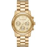 Relojes dorados de acero inoxidable de pulsera rebajados Cuarzo caja de oro Michael Kors Runway para mujer 