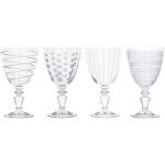 KitchenCraft Mikasa Juego de 4 Copas Decorativas para Vino de Cristal, 340 ml – Efecto Plateado