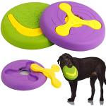 Milly Juguete de Disco Volador para Mascotas Duradero Multifuncional para Perros 2 en 1 Flying Frisbee Flying Saucer Training Toys Dog Bowl para diversión interactiva al Aire Libre (Púrpura)