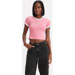 Camisetas rosas de algodón de manga corta manga corta con cuello redondo LEVI´S talla XS para mujer 