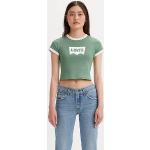 Camisetas verdes de algodón de manga corta manga corta con cuello redondo LEVI´S talla XS para mujer 