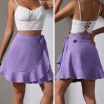 Minifaldas lila de poliester para fiesta tallas grandes con volantes talla XL para mujer 