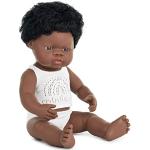 Miniland – Muñeco bebé Africano Niño de vinilo suave de 38cm con rasgos étnicos y sexuado para el aprendizaje de la diversidad con suave y agradable perfume. Presentado en caja de regalo.