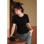 Camisetas marrones de algodón de manga corta manga corta talla L para mujer 