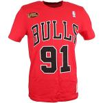 Camisetas rojas de manga corta Dennis Rodman Clásico Mitchell & Ness NBA talla L para mujer 