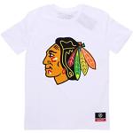 Camisetas blancas de algodón de manga corta Chicago Blackhawks con logo Mitchell & Ness talla L para mujer 