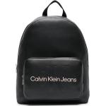 Mochilas estampadas negras de piel rebajadas con logo Calvin Klein Jeans para mujer 
