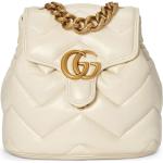 Mochilas blancas de cuero plegables con logo Gucci Marmont para mujer 