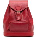Mochilas rojas de PVC de cuero plegables con logo Louis Vuitton Montsouris para mujer 