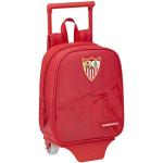 Mochilas escolares rojas de poliester Sevilla FC con ruedas Safta infantiles 