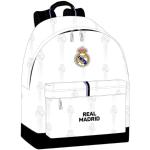 Mochilas escolares blancas de poliester Real Madrid con bolsillos exteriores acolchadas Safta infantiles 
