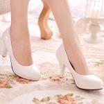 Zapatos blancos de cuero de tacón talla 34 para mujer 