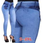 Jeans desgastados azules tallas grandes informales desgastado talla 3XL para mujer 