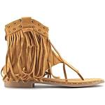 Sandalias marrones tipo botín con tacón hasta 3cm Modelisa con flecos talla 36 para mujer 