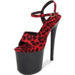 Sandalias marrones de caucho de tiras con tacón más de 9cm informales leopardo para mujer 