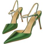 Zapatos destalonados verdes de goma con tacón de aguja con tacón más de 9cm talla 35 para mujer 