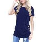 Camisetas azul marino de poliester de manga corta manga corta con cuello redondo vintage talla XL para mujer 