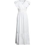 Vestidos blancos de algodón de manga corta maxi manga corta con escote V Molly Bracken talla XS para mujer 