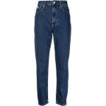 Pantalones ajustados azules de algodón rebajados con logo Calvin Klein Jeans para mujer 