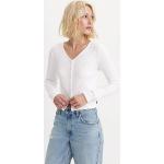 Camisetas blancas de algodón de cuello pico manga larga LEVI´S talla S para mujer 