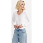 Camisetas blancas de algodón de cuello pico manga larga LEVI´S talla L para mujer 