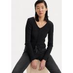 Camisetas negras de algodón de cuello pico manga larga LEVI´S talla XS para mujer 