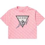 Camisetas rosas de algodón de algodón infantiles Guess 