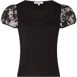 Camisetas negras de encaje de manga corta manga corta de encaje Morgan talla XS para mujer 