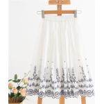 Faldas blancas de algodón de lino  de primavera tallas grandes floreadas con bordado para mujer 