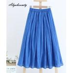 Faldas azules de algodón de lino  de verano tallas grandes maxi talla XXL para mujer 