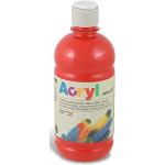 PRIMO Morocolor Acryl, 1 Frasco de 500 ml de Color Acrílico Fino, Bermellón, Efecto Cubriente y Luminoso, equipado con Tapón Dosificador