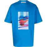 Camisetas estampada azules celeste de algodón rebajadas manga corta con cuello redondo floreadas Calvin Klein Jeans para hombre 