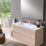 Mueble de baño con lavabo y espejo prima roble claro 99.6x45.5 cm