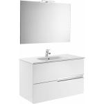 Roca - Mueble de baño (mueble , lavabo, espejo y aplique Led) - 80 cm, Serie Victoria-N, Blanco brillo