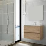 Mueble de baño suspendido 2 cajones + lavabo - Atlas Noir - Banium