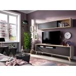 Muebles grises de madera de salón de materiales sostenibles 