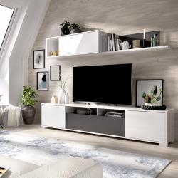 Mueble de salón y tv zia blanco y gris 200x180x41 cm (anchoxaltoxfondo)
