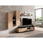 Mueble TV con compartimentos - Color: natural y antracita - IDESIA