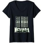 Mujer Diseño del horizonte de Las Vegas Nevada - Ilustración icónica del paisaje urbano Camiseta Cuello V