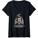 Mujer Edgar Allan Poe Cuervo Gótico Nunca más Oculto Inglés Horror Camiseta Cuello V