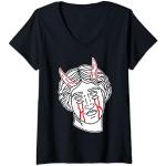 Mujer Estatua minimalista de Hellboy Camiseta Cuello V