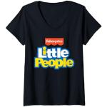 Mujer Fisher Price - Logotipo apilado de Little People Camiseta Cuello V