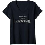 Camisetas negras de encaje con encaje  Frozen con escote V con logo talla S para mujer 