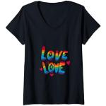 Mujer LGBTQ+Rainbow Love is Love Pride Month Celebrando Camiseta Cuello V