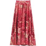 Faldas rojas de lino de lino  étnicas floreadas para mujer 