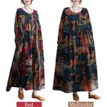 Vestidos multicolor de poliester de manga larga de otoño tallas grandes manga larga vintage talla XXL para mujer 